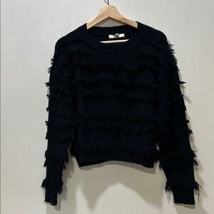 INTO WOMENS FRINGED TOP SWEATER TOP Sz M/L